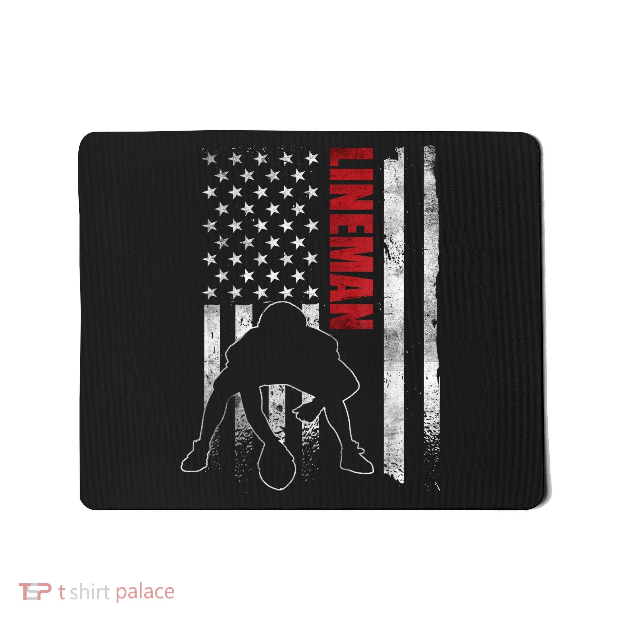 American Football Lineman Offensive Playerl Us Flag Mousepad