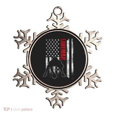 American Football Lineman Offensive Playerl Us Flag Ornament