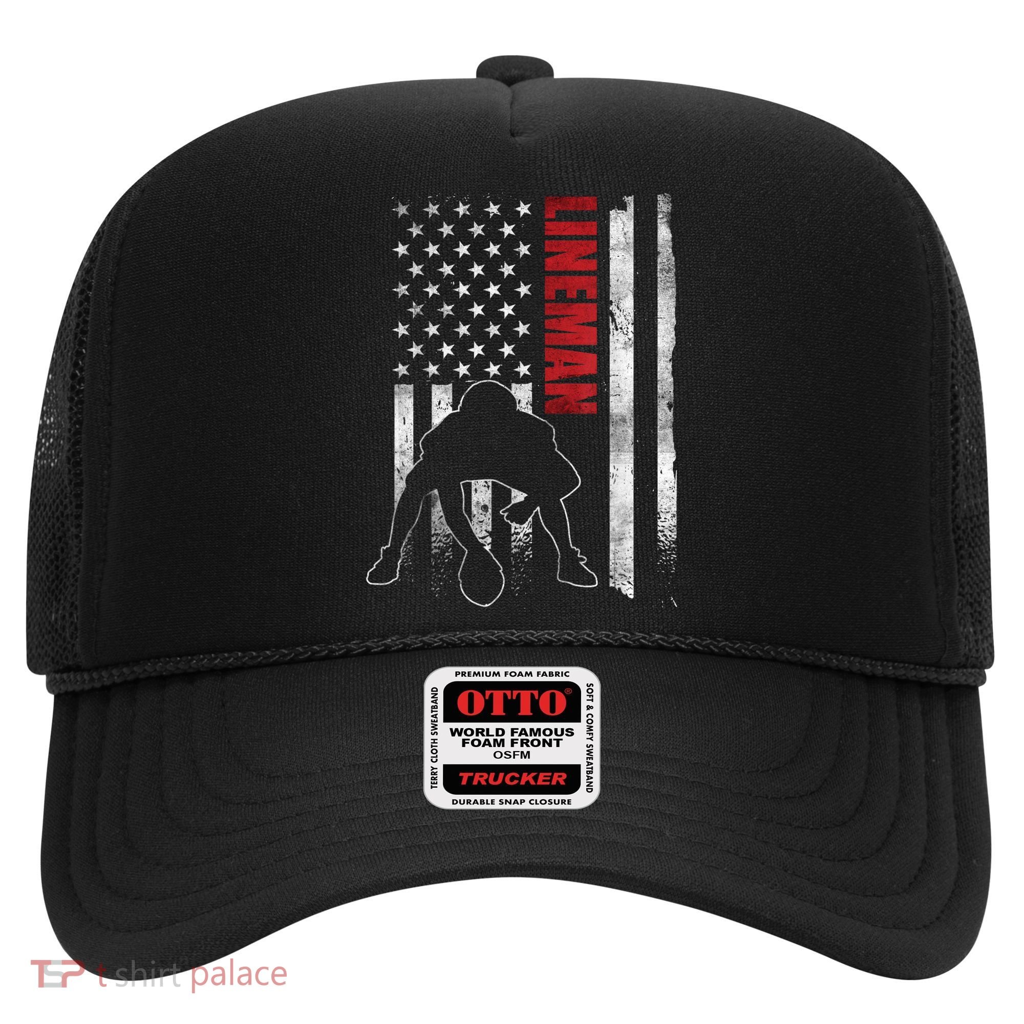 American Football Lineman Offensive Playerl Us Flag Hat