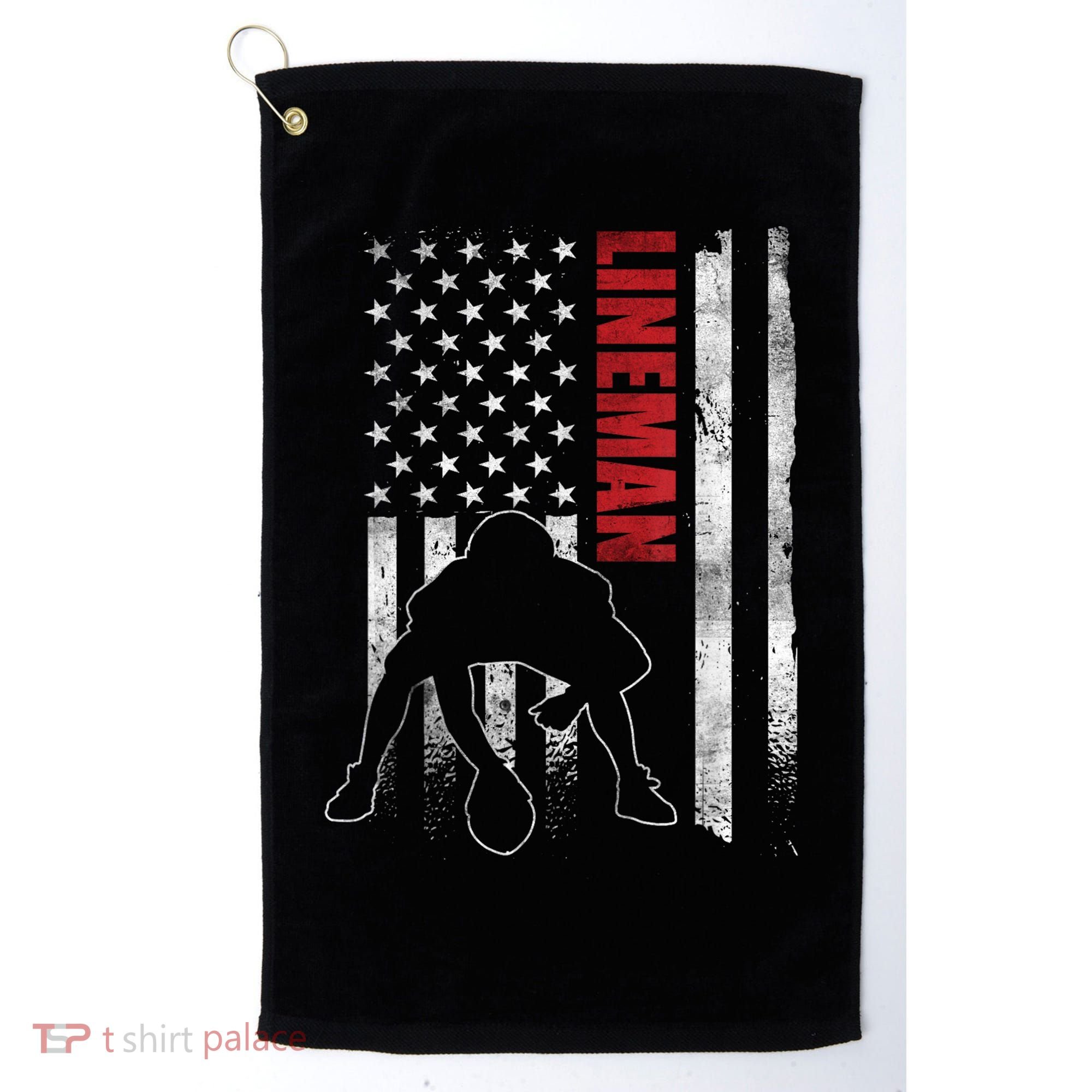 American Football Lineman Offensive Playerl Us Flag Golf Towel