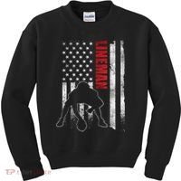 American Football Lineman Offensive Playerl Us Flag Kids Sweatshirt thumb 0
