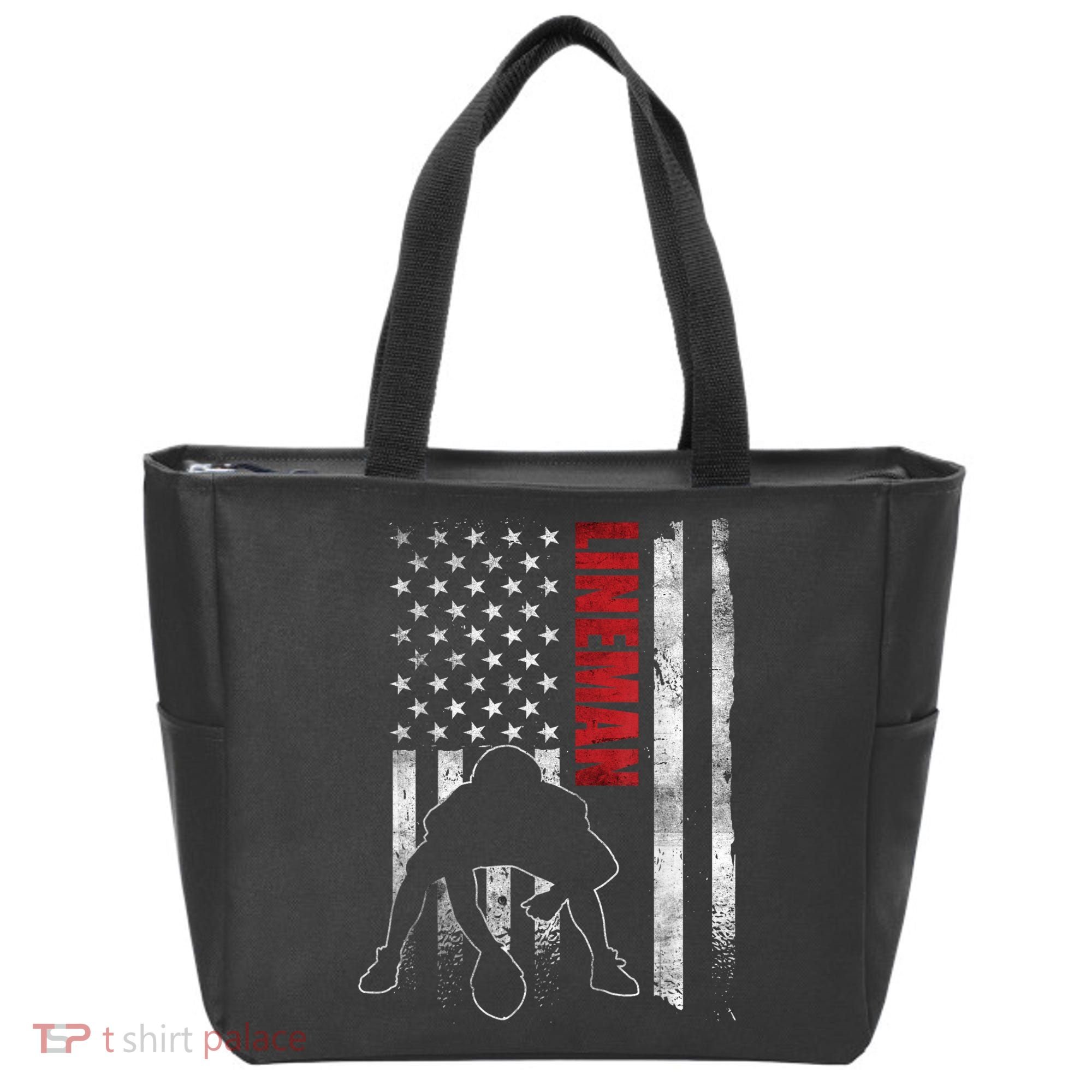 American Football Lineman Offensive Playerl Us Flag Tote Bag