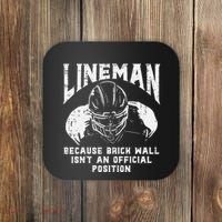 American Football Lineman Brick Wall Funny Quote Coaster thumb 0