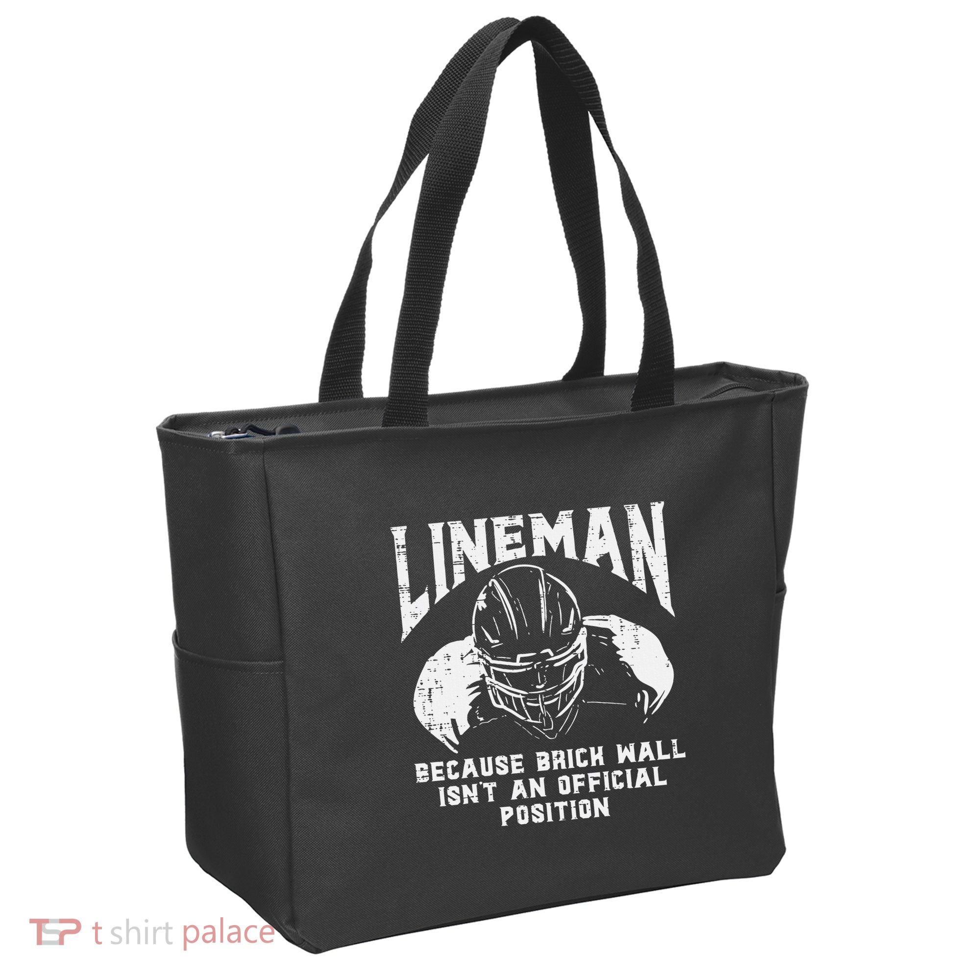 American Football Lineman Brick Wall Funny Quote Tote Bag