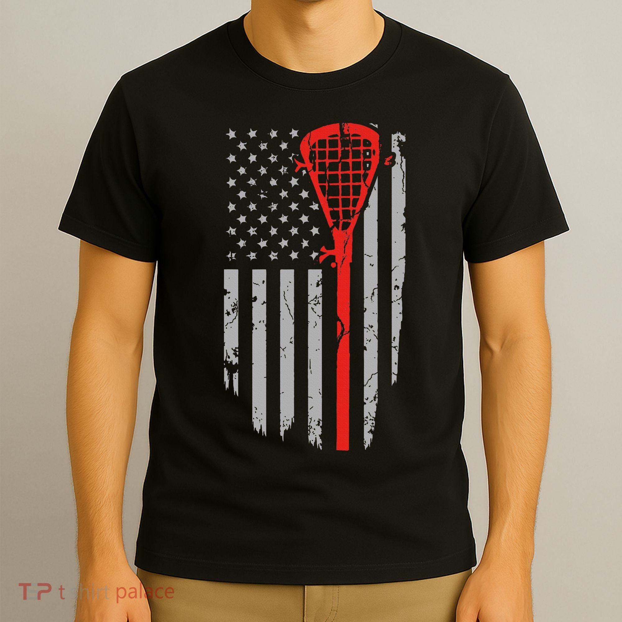 American Flag Lacrosse USA Vintage T-Shirt