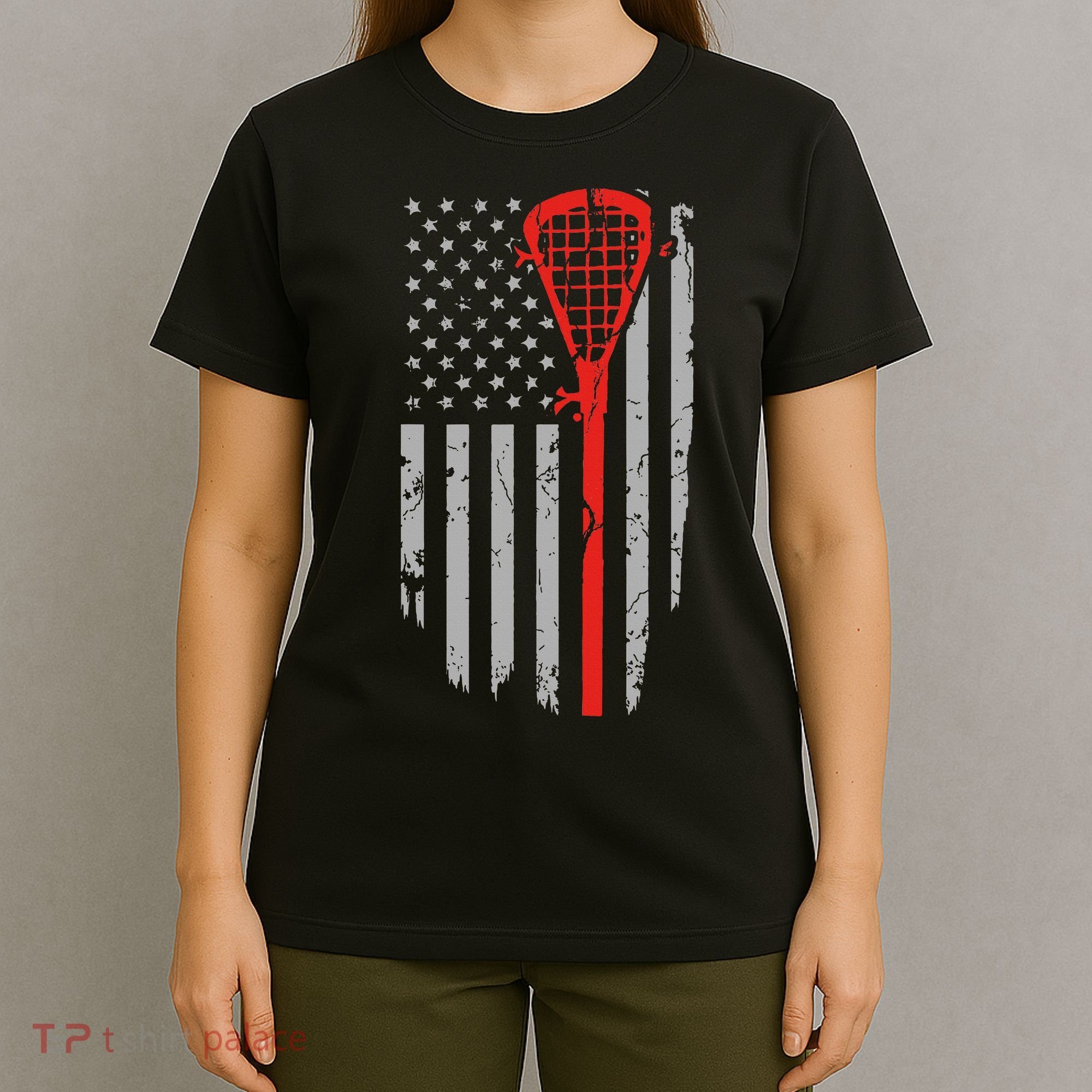 American Flag Lacrosse USA Vintage T-Shirt