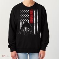 American Football Lineman Offensive Player Apparel Us Flag Women's Sweatshirt thumb 0