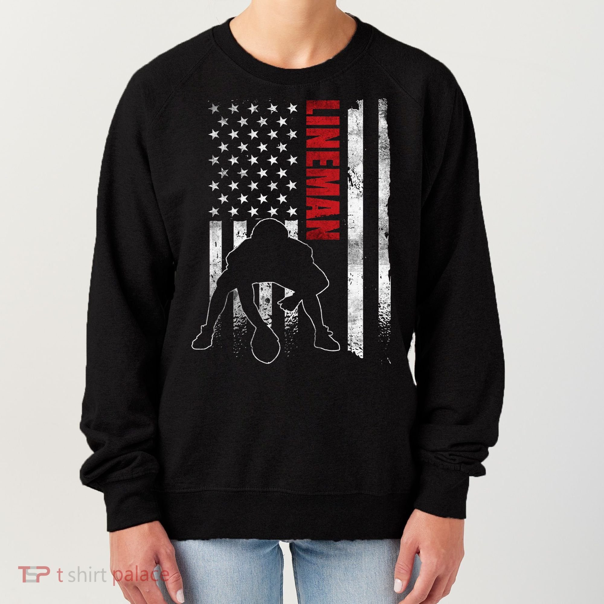 American Football Lineman Offensive Player Apparel Us Flag Women's Sweatshirt