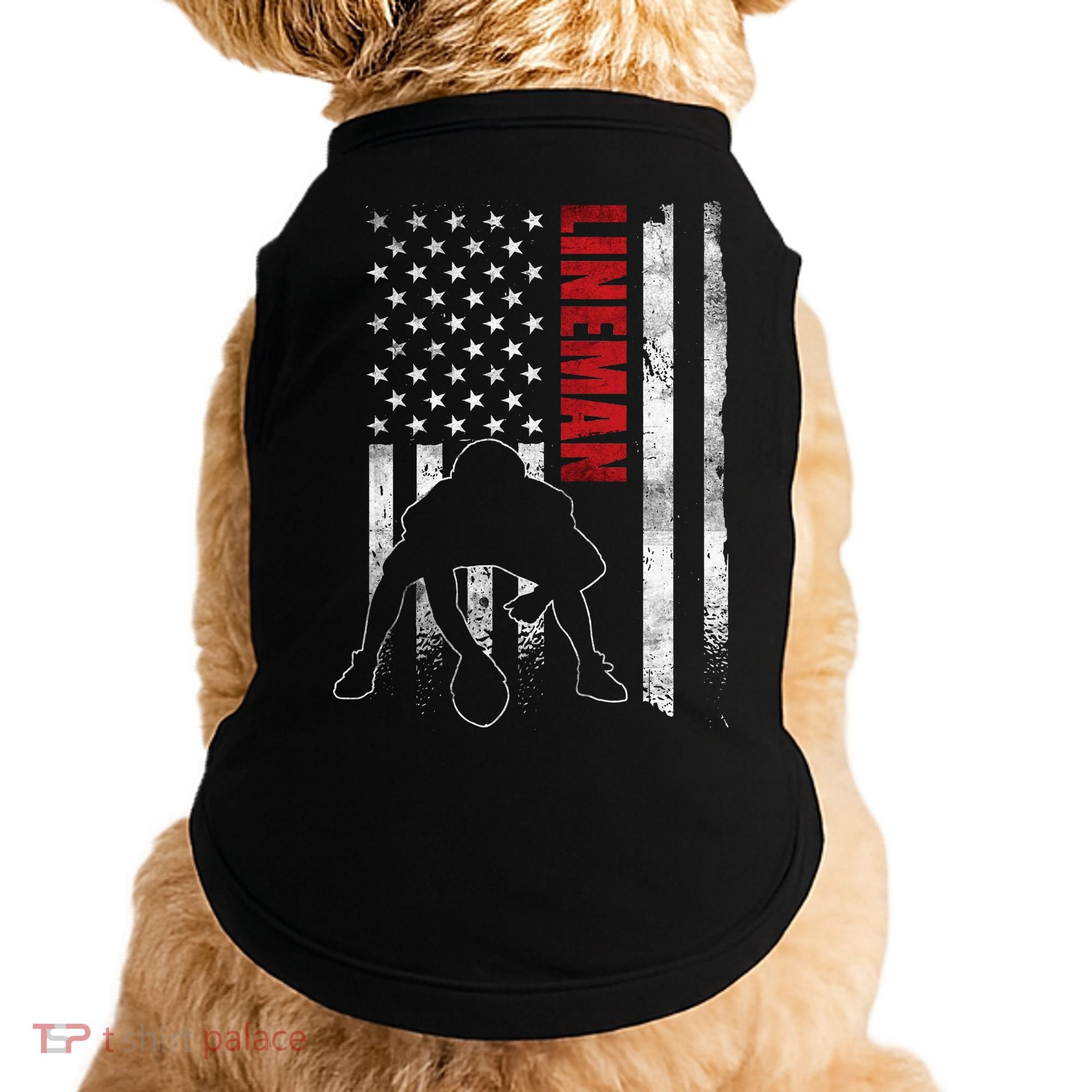 American Football Lineman Offensive Player Apparel Us Flag Doggie Tank