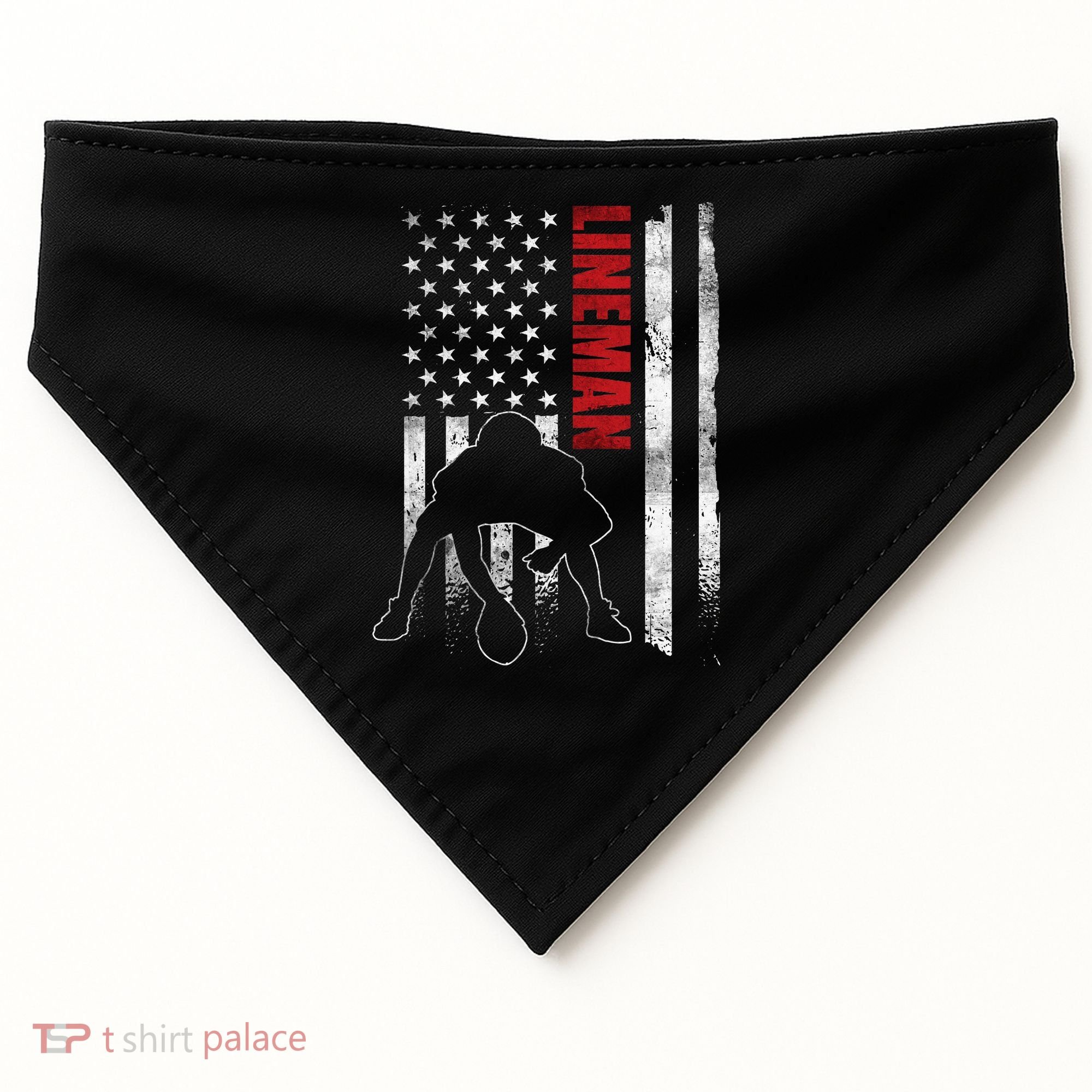 American Football Lineman Offensive Player Apparel Us Flag USA-Made Doggie Bandana
