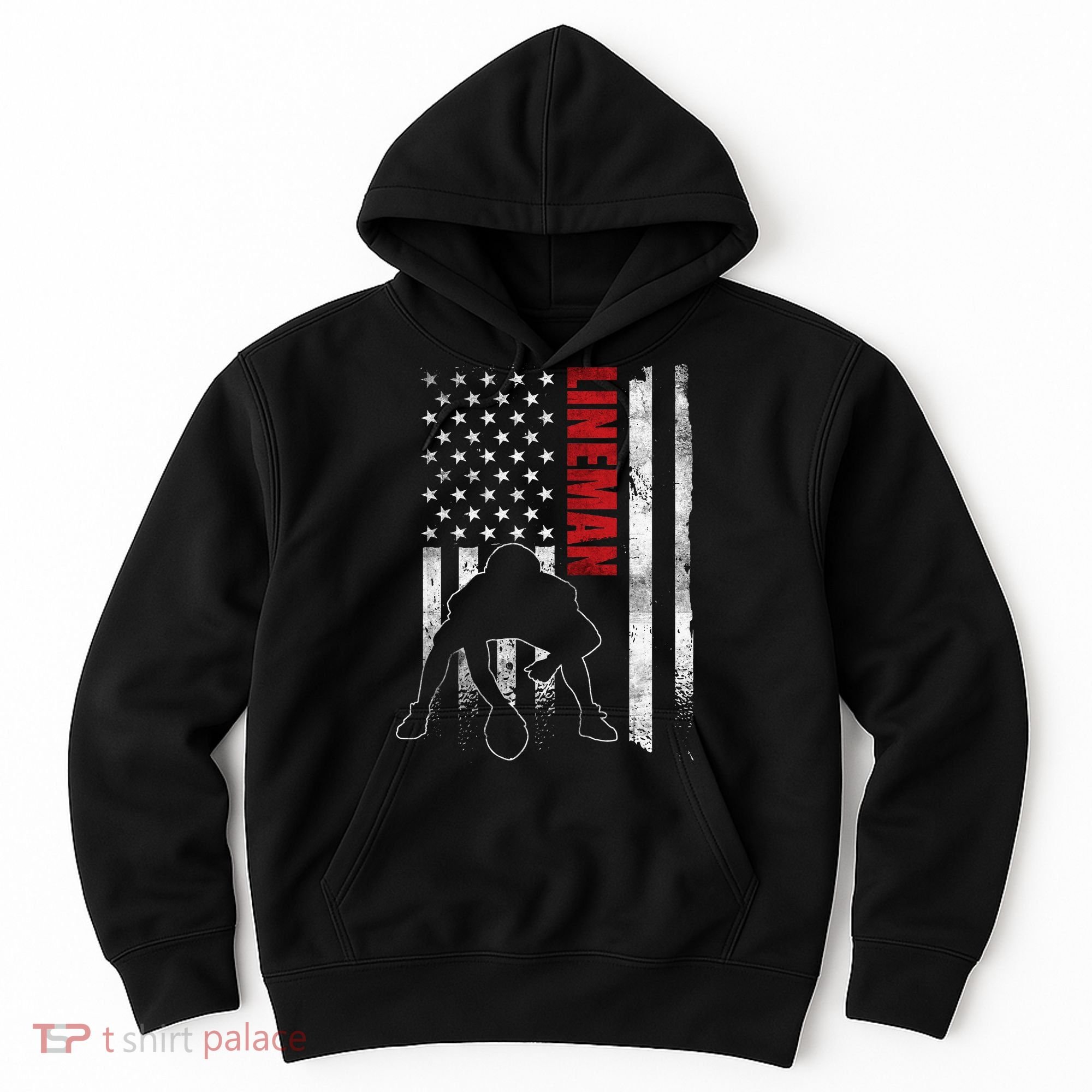 American Football Lineman Offensive Player Apparel Us Flag Hoodie