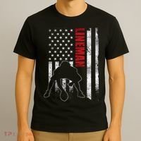 American Football Lineman Offensive Player Apparel Us Flag T-Shirt thumb 3