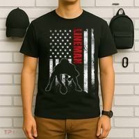 American Football Lineman Offensive Player Apparel Us Flag T-Shirt thumb 6