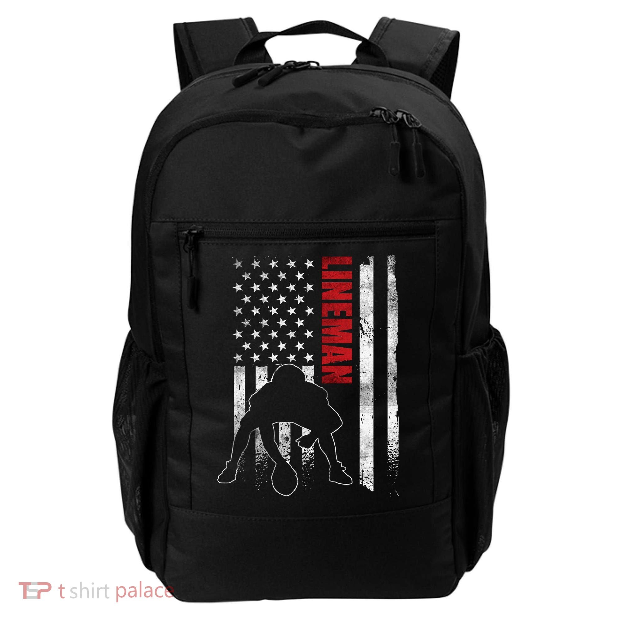 American Football Lineman Offensive Player Apparel Us Flag Backpack