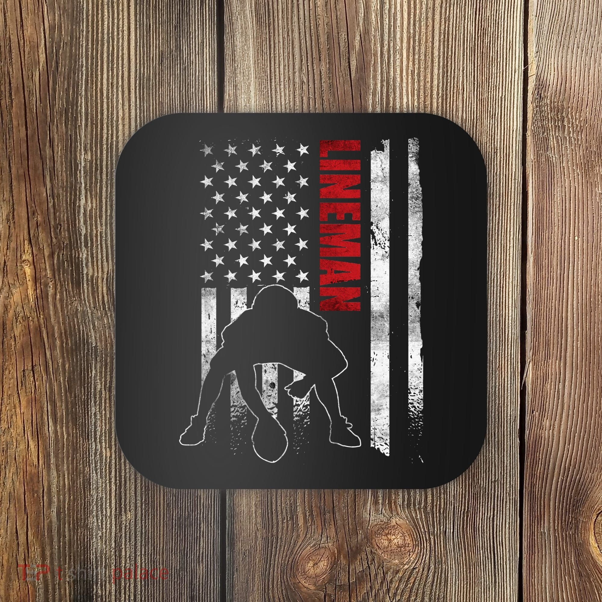 American Football Lineman Offensive Player Apparel Us Flag Coaster