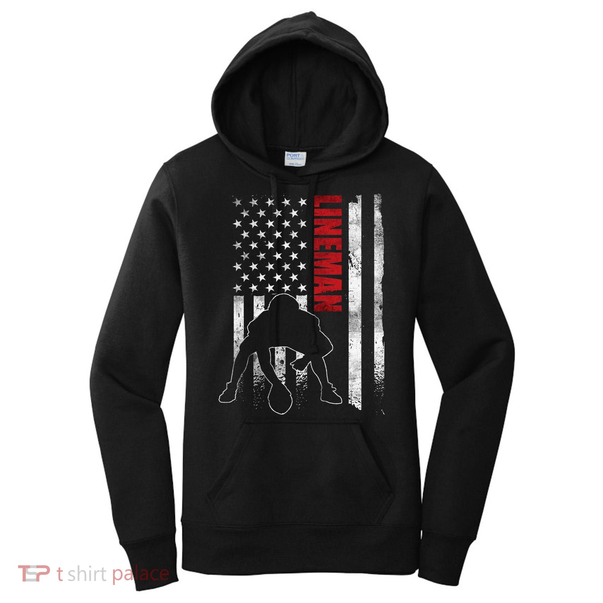 American Football Lineman Offensive Player Apparel Us Flag Women's Hoodie