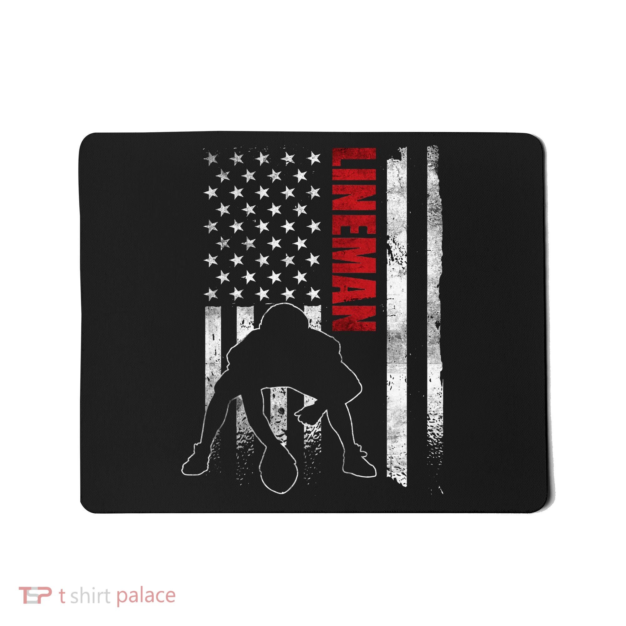 American Football Lineman Offensive Player Apparel Us Flag Mousepad