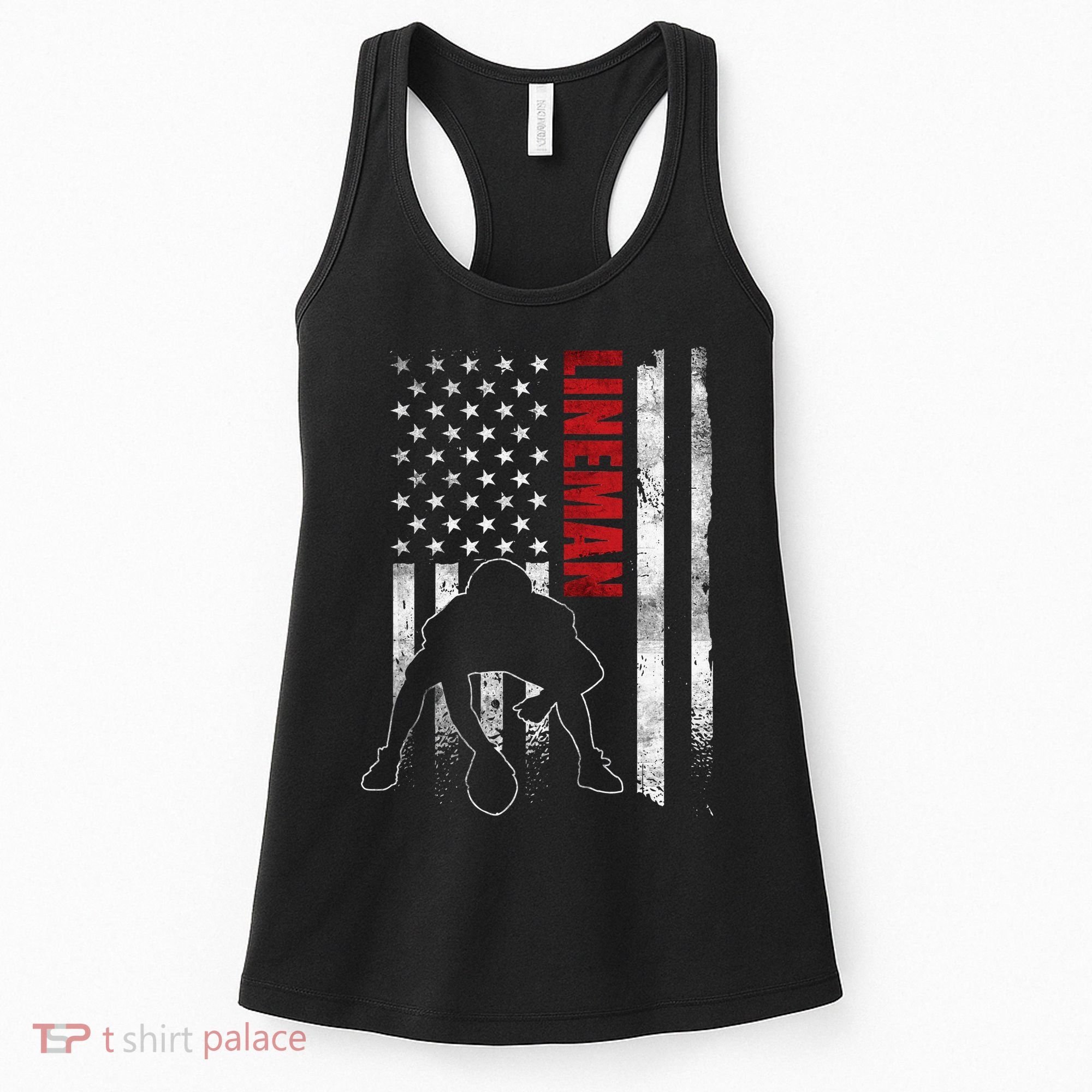 American Football Lineman Offensive Player Apparel Us Flag Women's Tank Top