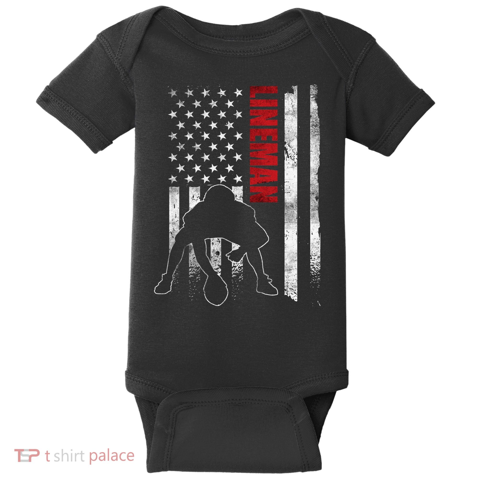 American Football Lineman Offensive Player Apparel Us Flag Baby Bodysuit