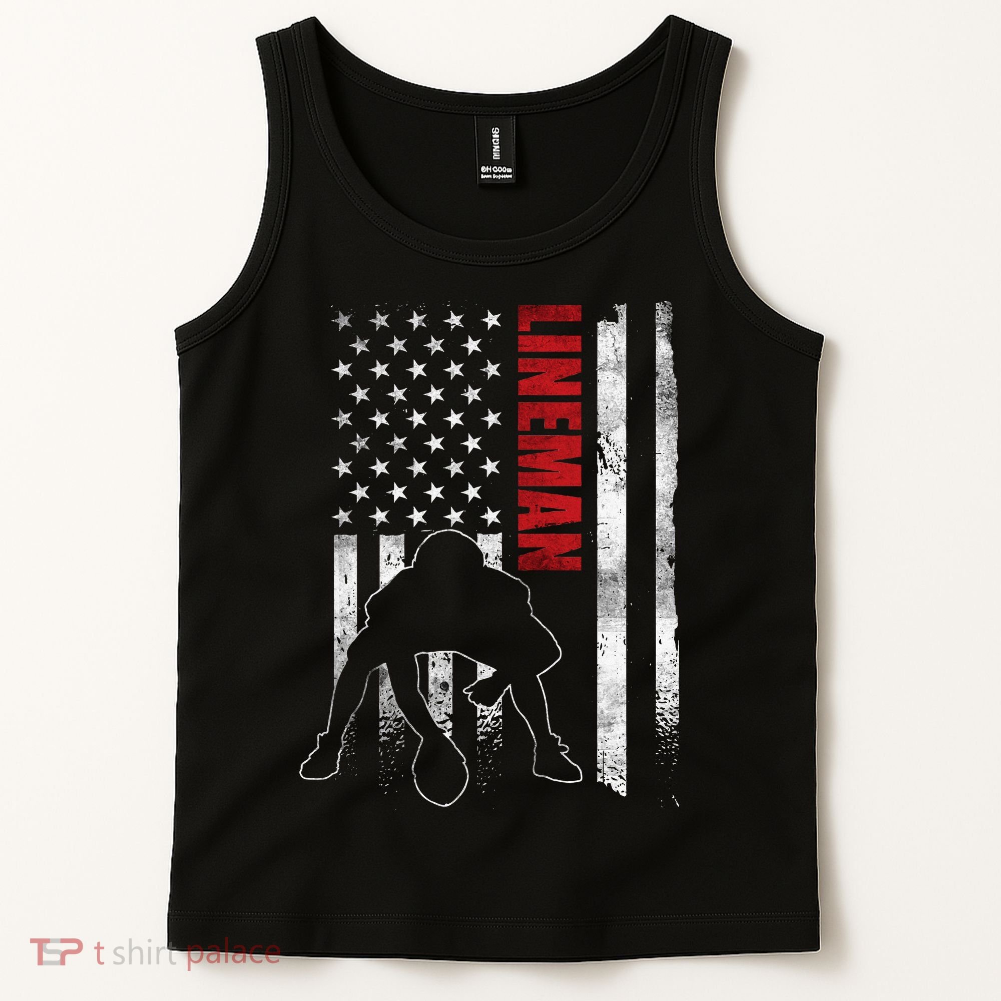 American Football Lineman Offensive Player Apparel Us Flag Tank Top