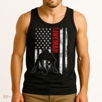 American Football Lineman Offensive Player Apparel Us Flag Tank Top thumb 3