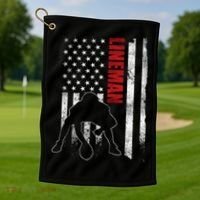 American Football Lineman Offensive Player Apparel Us Flag Golf Towel thumb 1