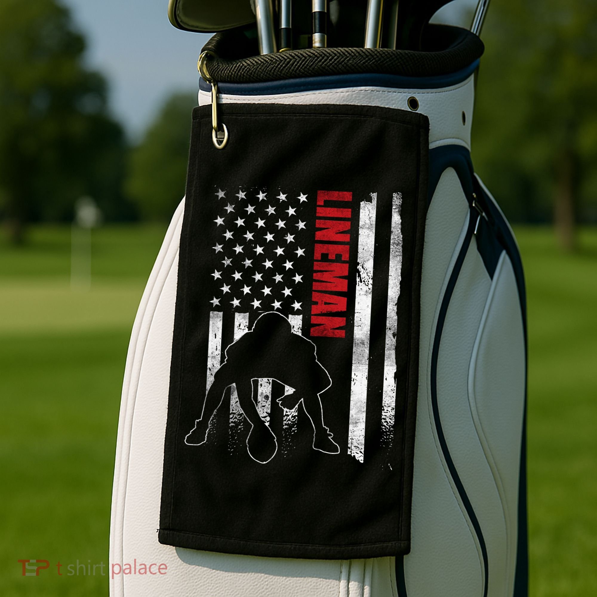American Football Lineman Offensive Player Apparel Us Flag Golf Towel