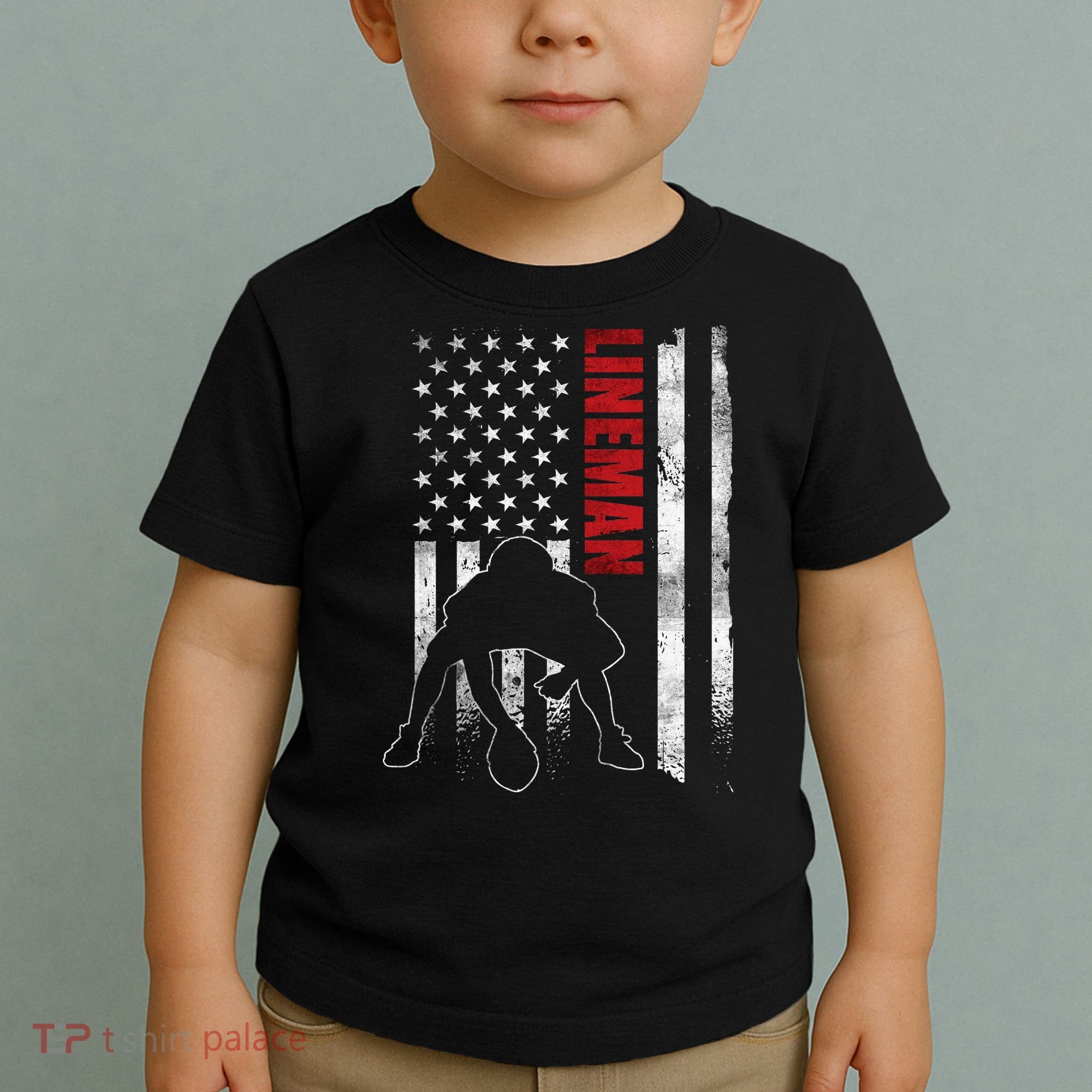 American Football Lineman Offensive Player Apparel Us Flag Toddler T-Shirt