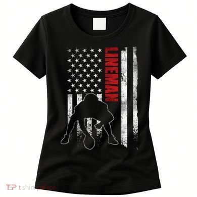 American Football Lineman Offensive Player Apparel Us Flag Women's T-Shirt