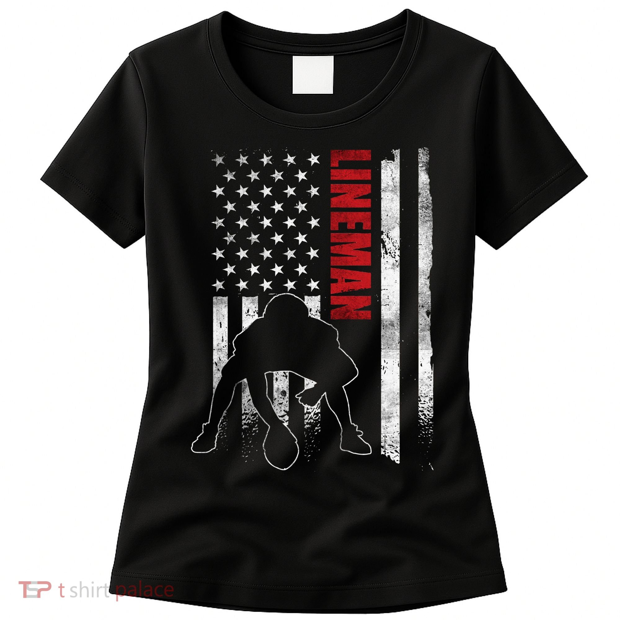 American Football Lineman Offensive Player Apparel Us Flag Women's T-Shirt