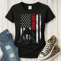 American Football Lineman Offensive Player Apparel Us Flag Women's T-Shirt thumb 3