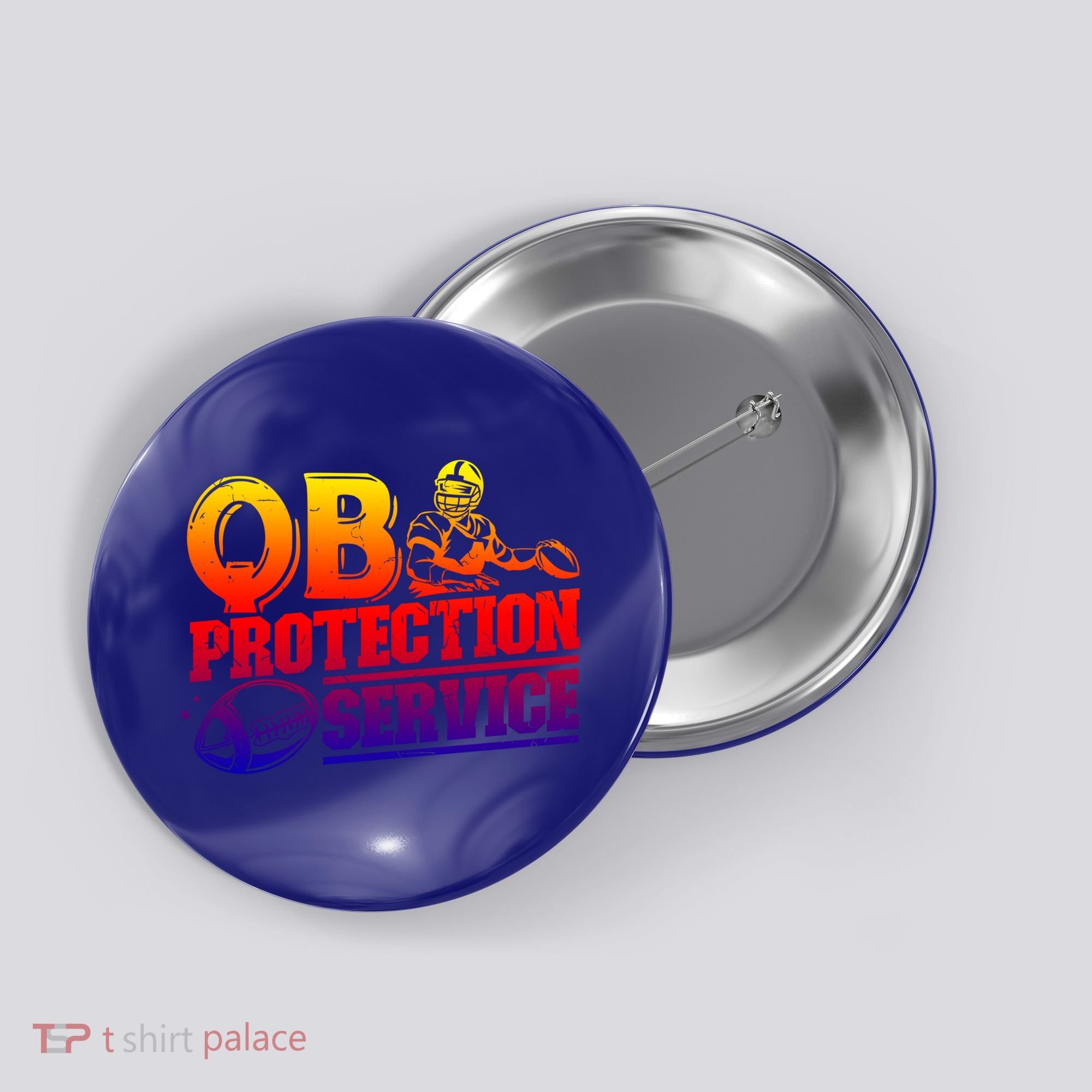 American Football Line Qb Protection Service Great Gift Button