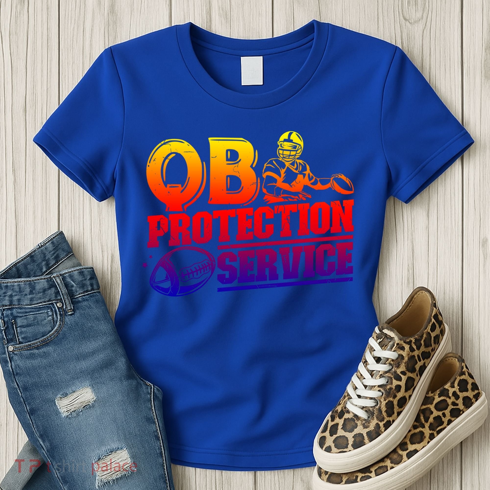 American Football Line Qb Protection Service Great Gift Women's T-Shirt