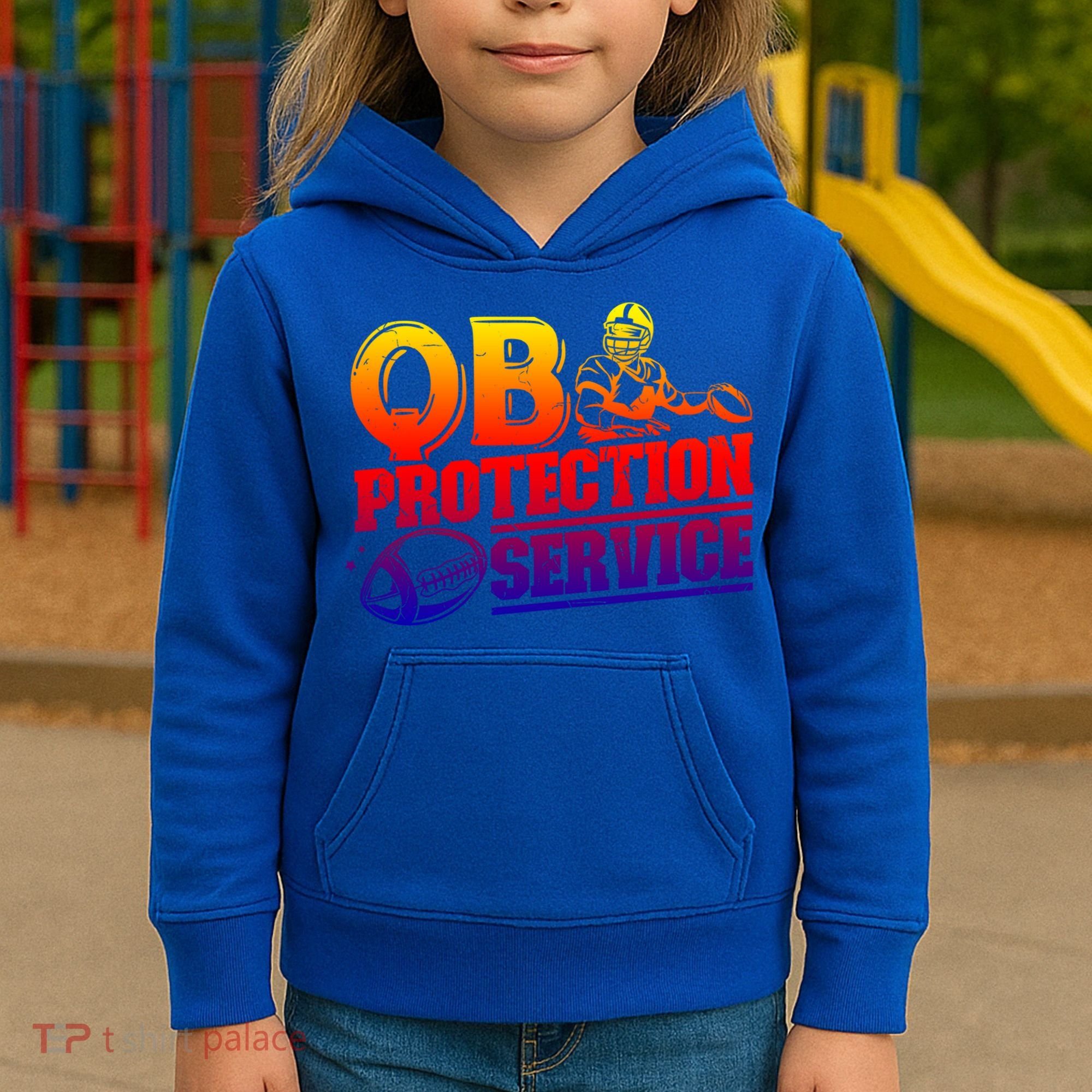 American Football Line Qb Protection Service Great Gift Kids Hoodie