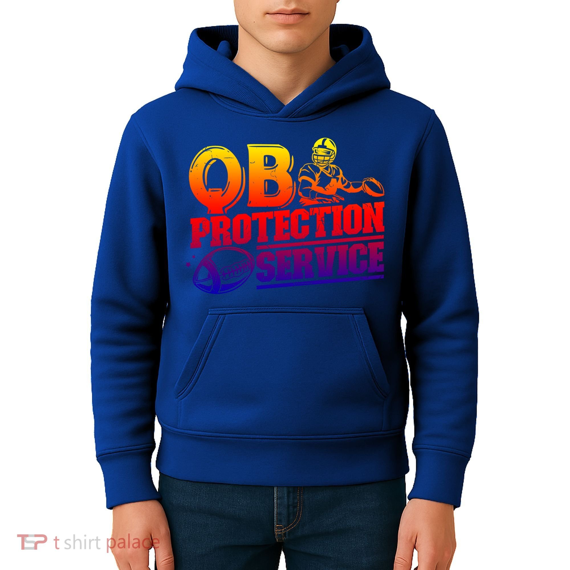 American Football Line Qb Protection Service Great Gift Kids Hoodie