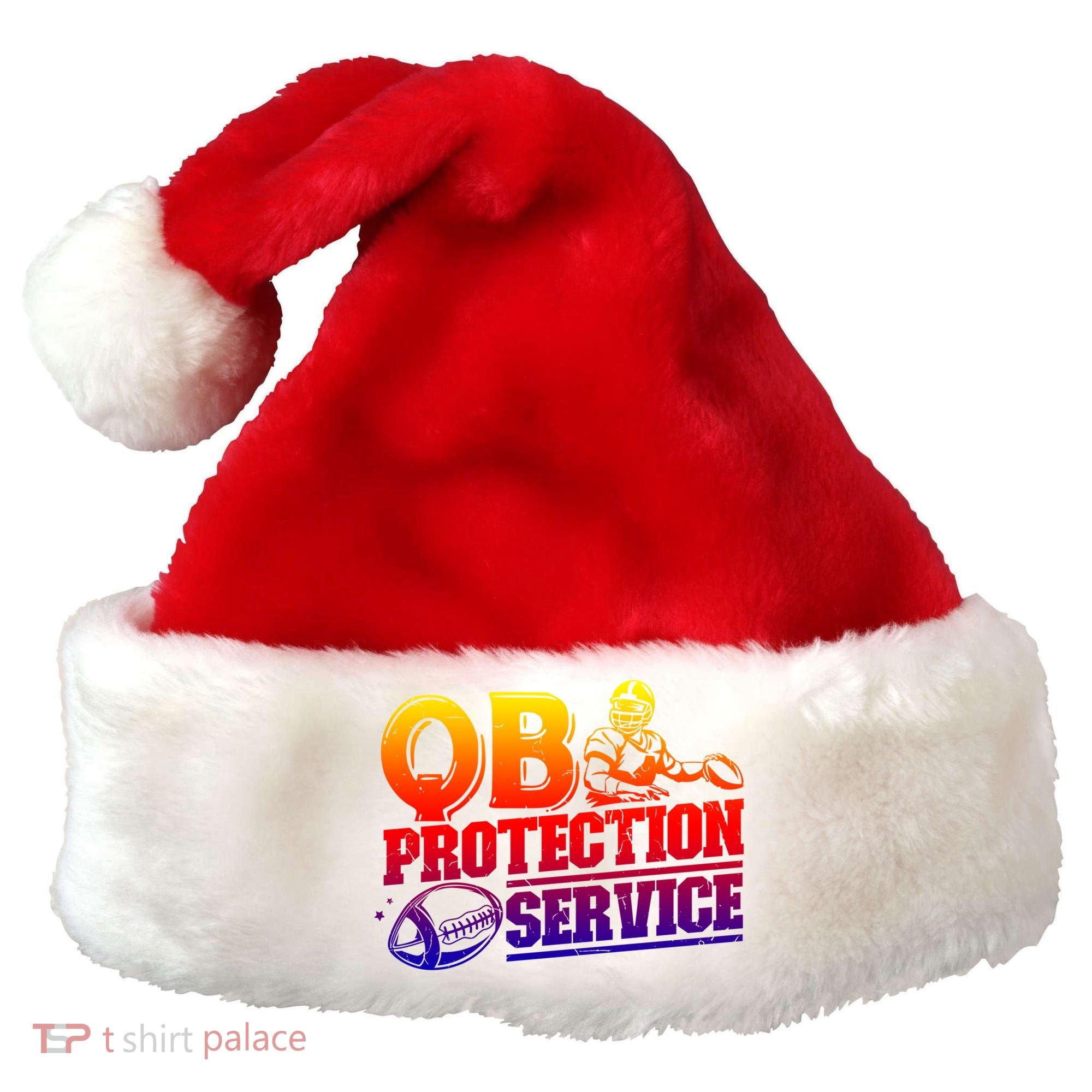 American Football Line Qb Protection Service Great Gift Santa Hat