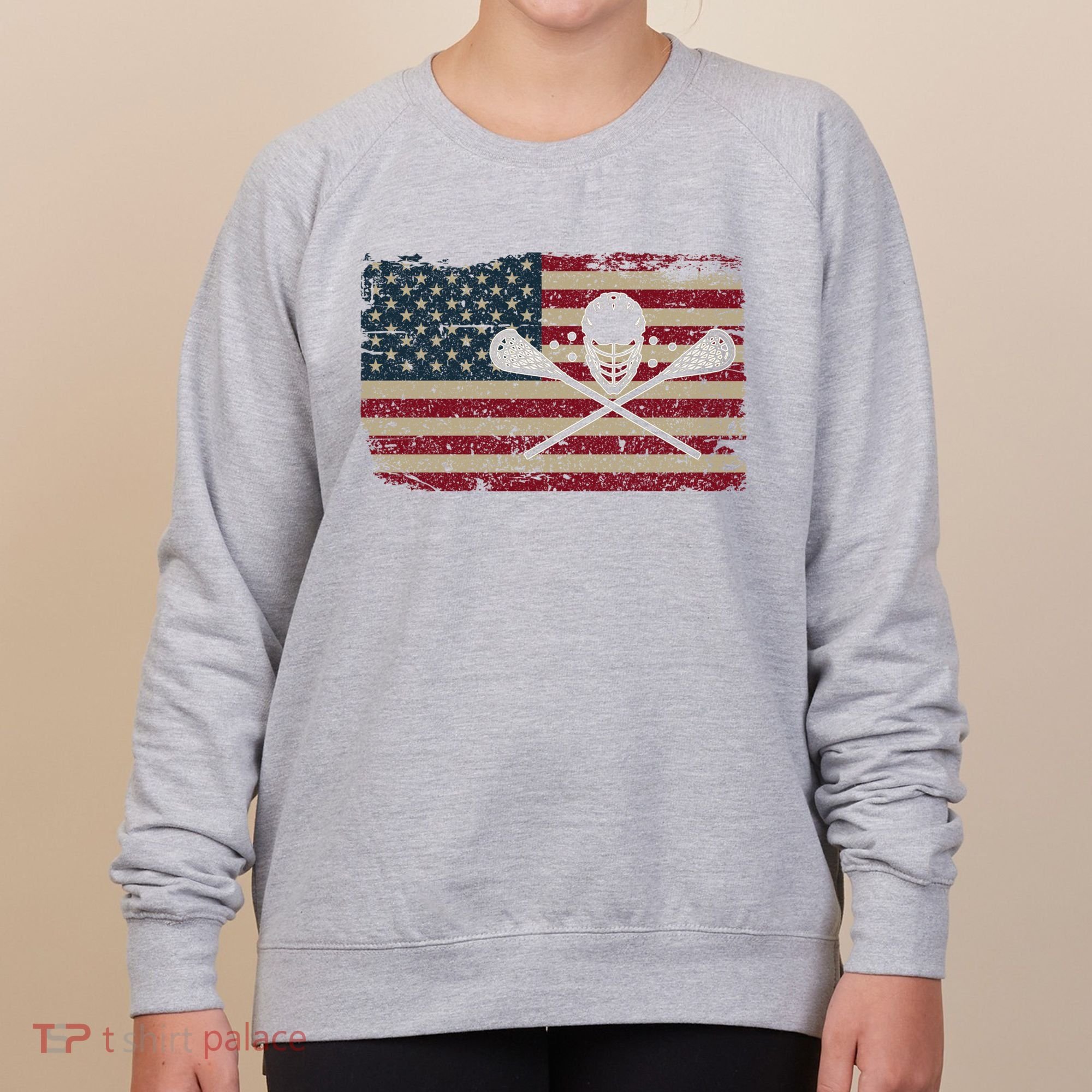 American Flag Lacrosse Usa Lax Player Gift Idea Great Gift Women's Sweatshirt