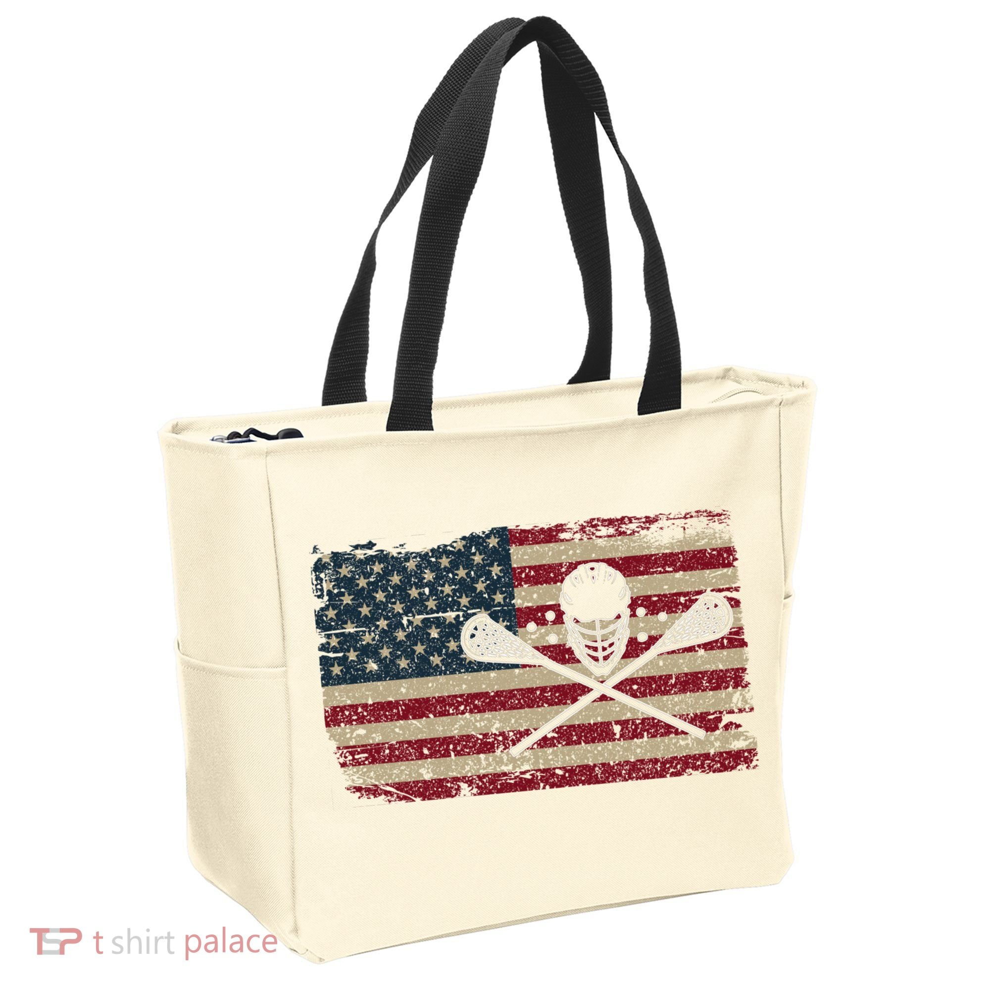 American Flag Lacrosse Usa Lax Player Gift Idea Great Gift Tote Bag