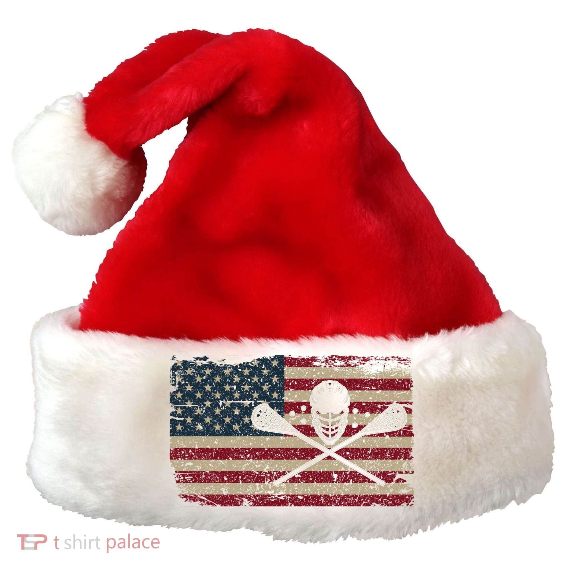 American Flag Lacrosse Usa Lax Player Gift Idea Great Gift Santa Hat