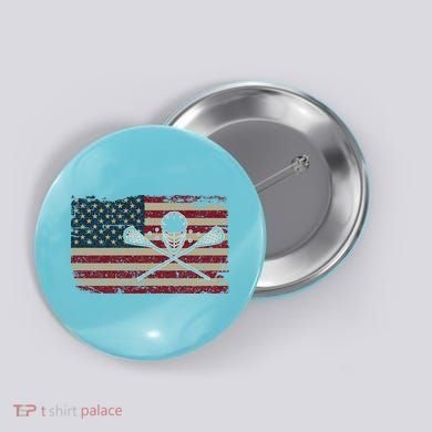 American Flag Lacrosse Usa Lax Player Gift Idea Great Gift Button