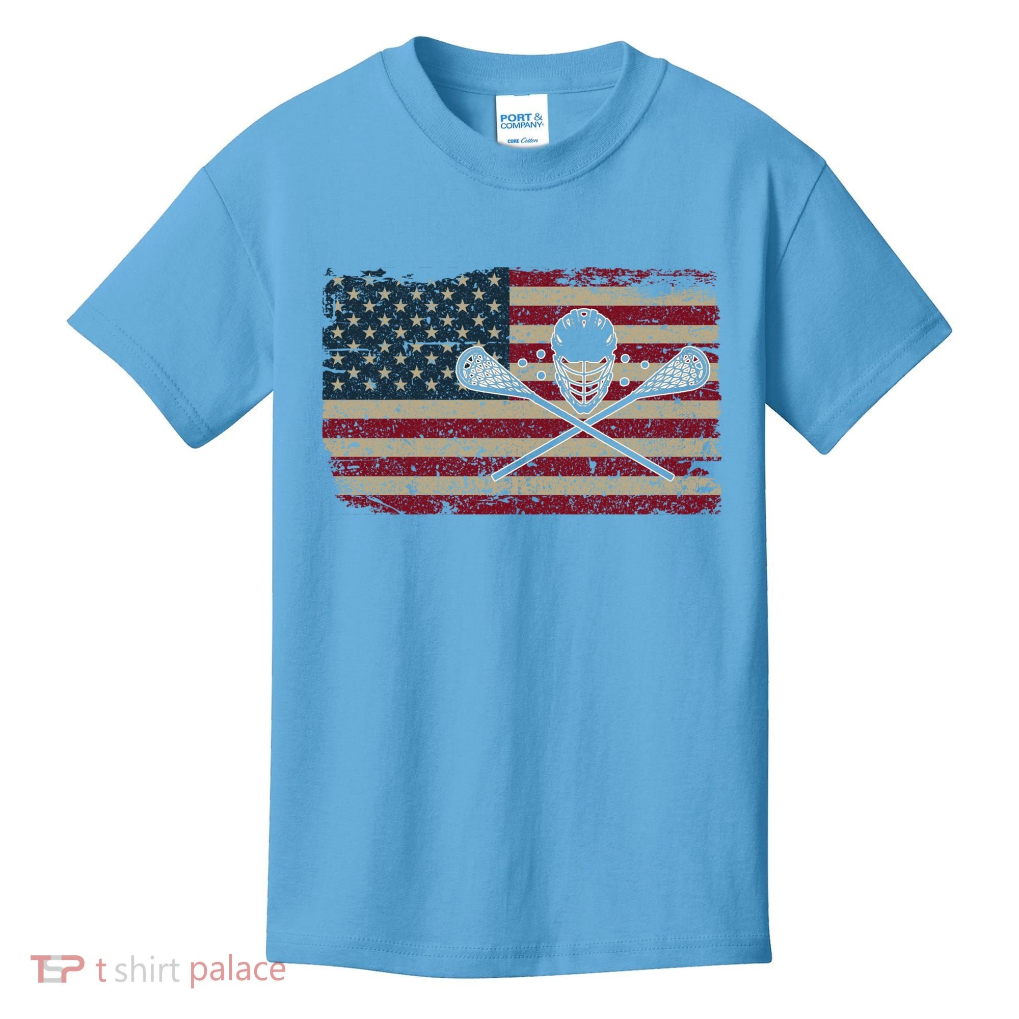 American Flag Lacrosse Usa Lax Player Gift Idea Great Gift Kids T-Shirt