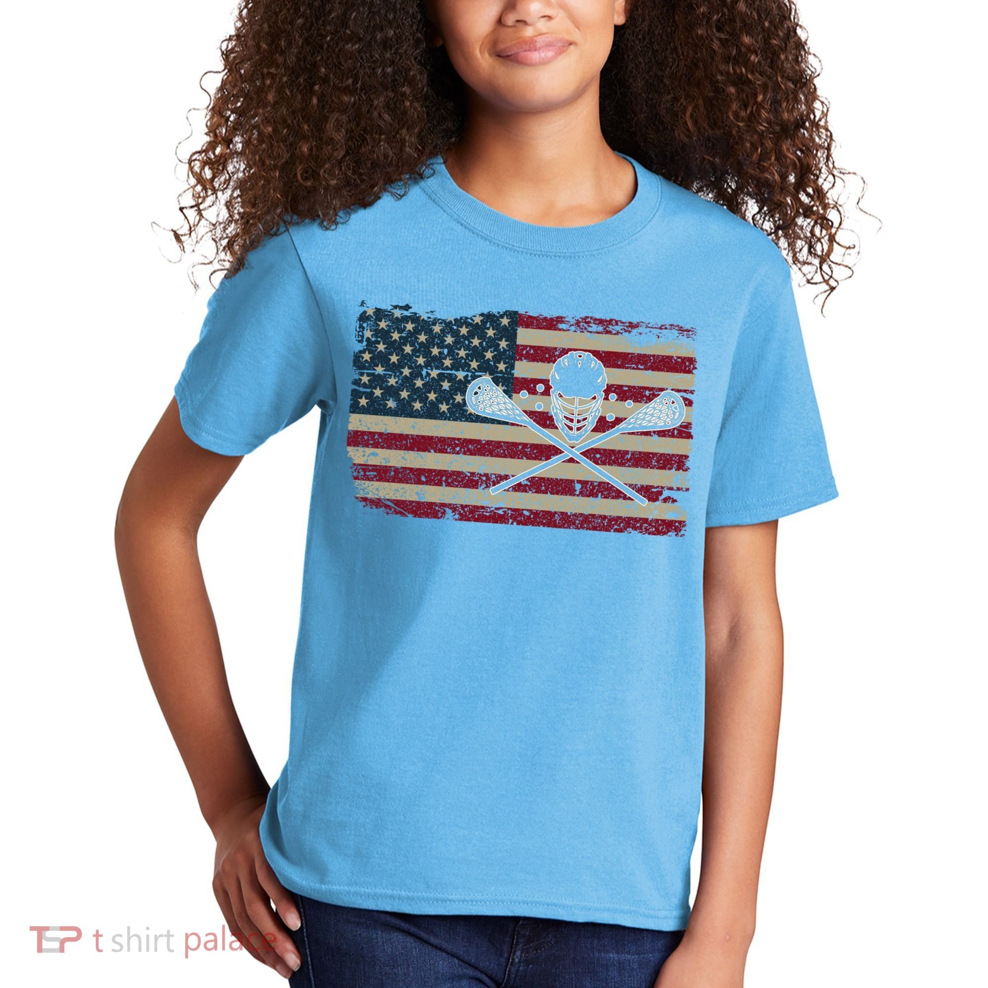American Flag Lacrosse Usa Lax Player Gift Idea Great Gift Kids T-Shirt