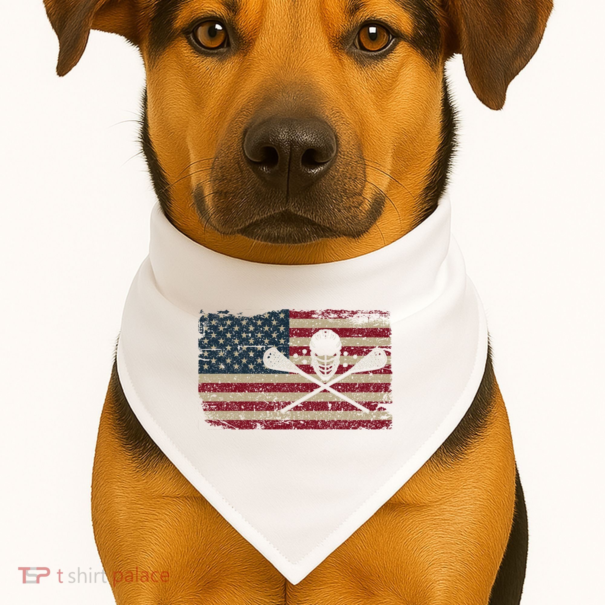 American Flag Lacrosse Usa Lax Player Gift Idea Great Gift USA-Made Doggie Bandana