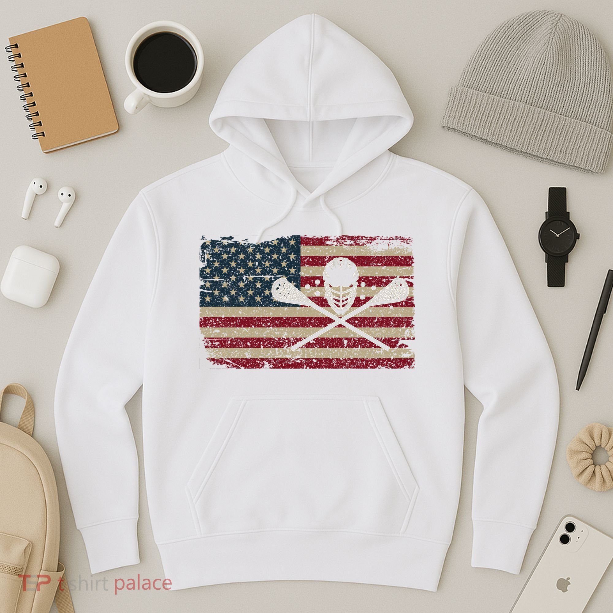American Flag Lacrosse Usa Lax Player Gift Idea Great Gift Hoodie