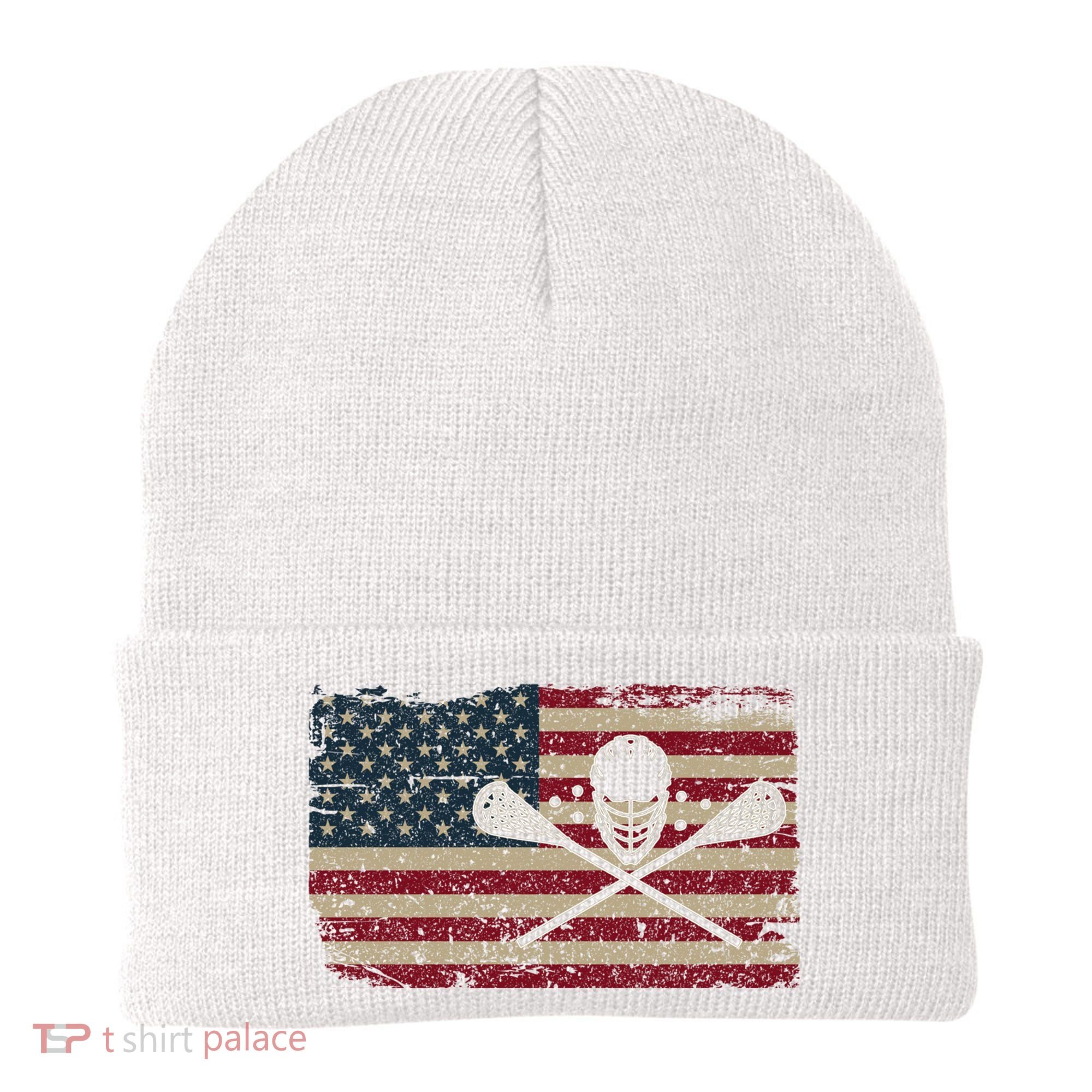 American Flag Lacrosse Usa Lax Player Gift Idea Great Gift Beanie