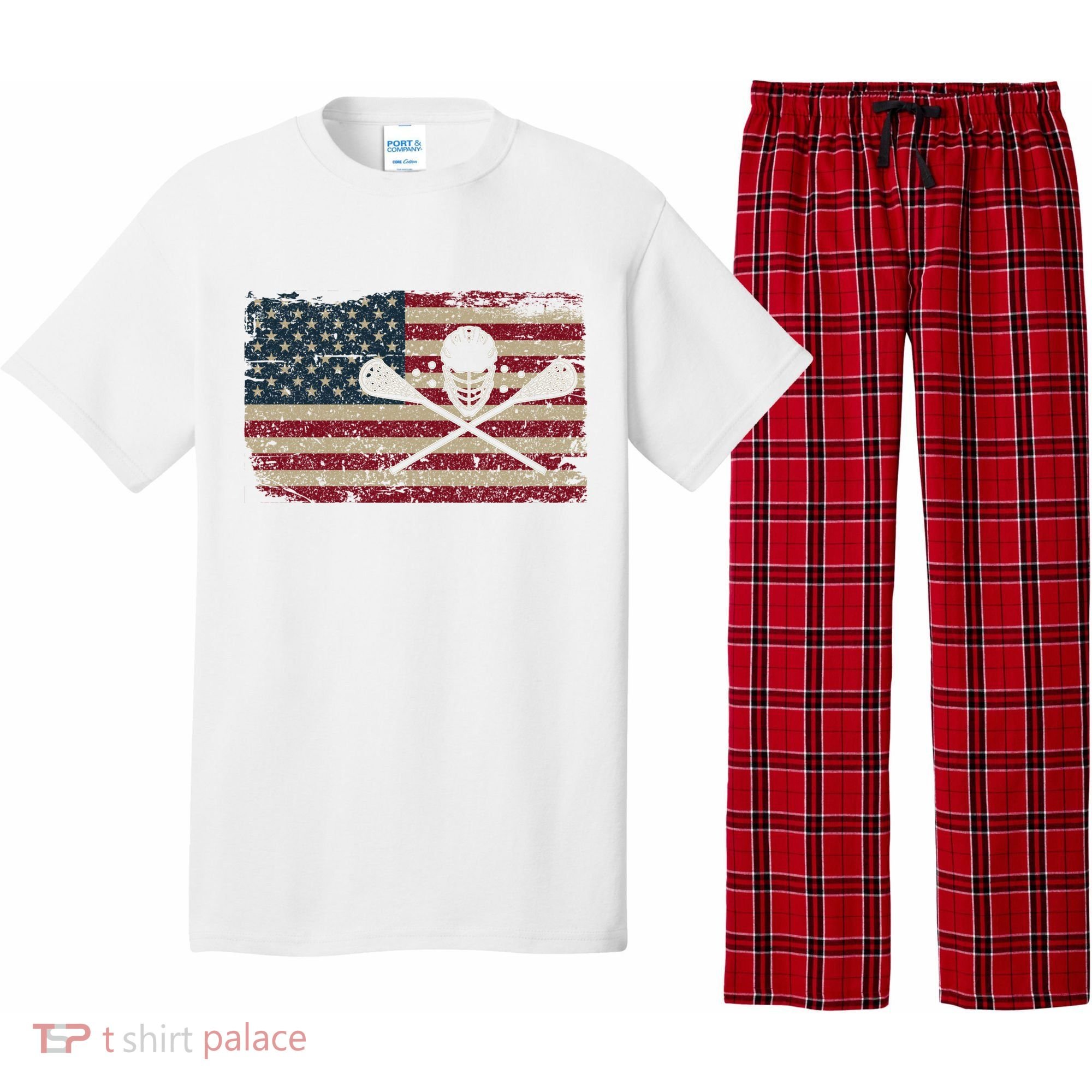 American Flag Lacrosse Usa Lax Player Gift Idea Great Gift Pajama Set