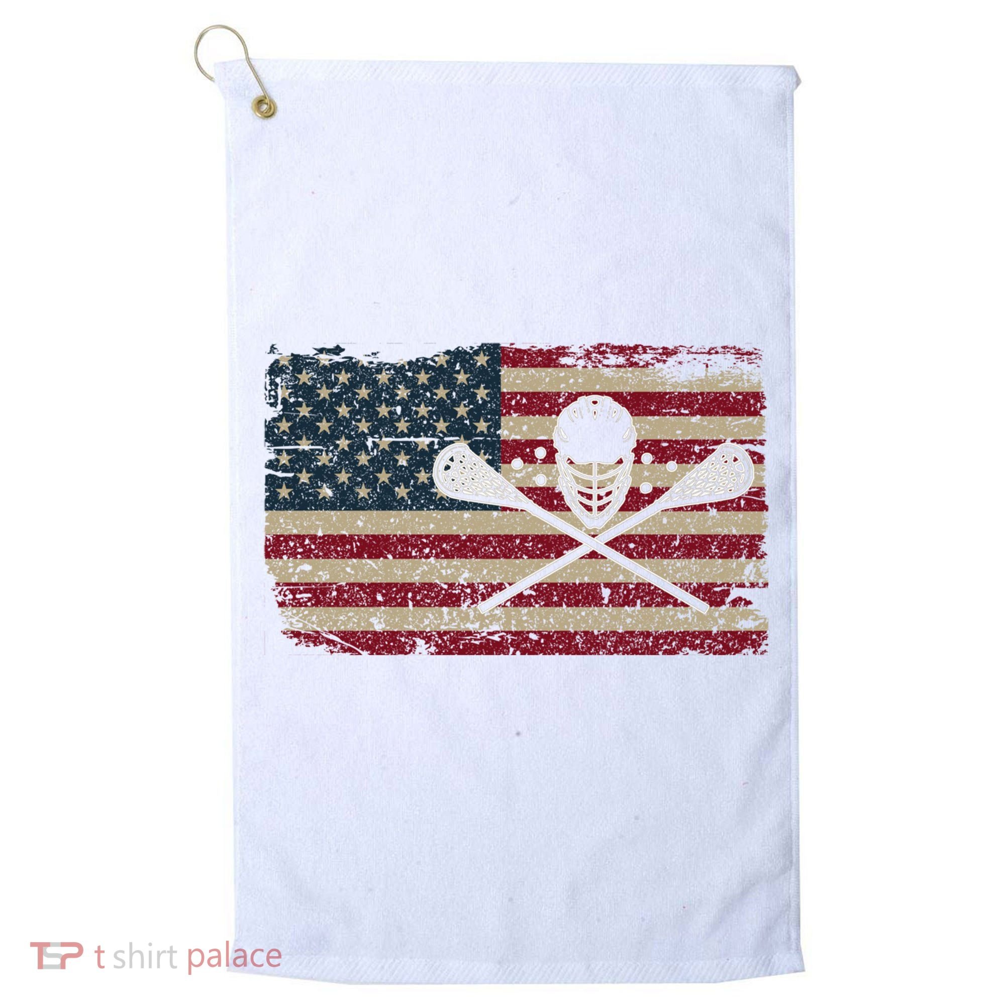 American Flag Lacrosse Usa Lax Player Gift Idea Great Gift Golf Towel