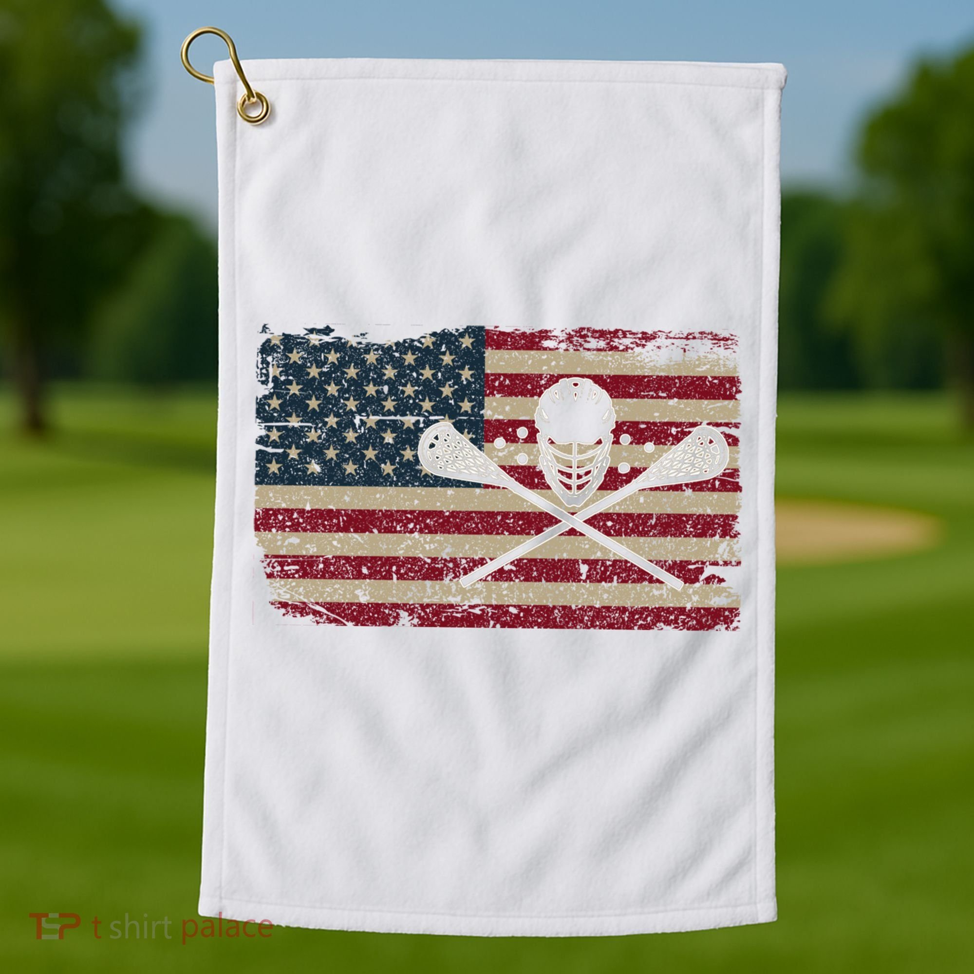 American Flag Lacrosse Usa Lax Player Gift Idea Great Gift Golf Towel