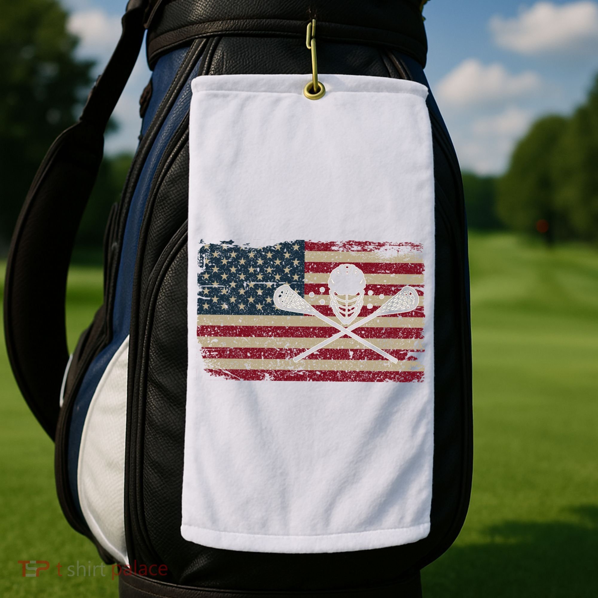 American Flag Lacrosse Usa Lax Player Gift Idea Great Gift Golf Towel