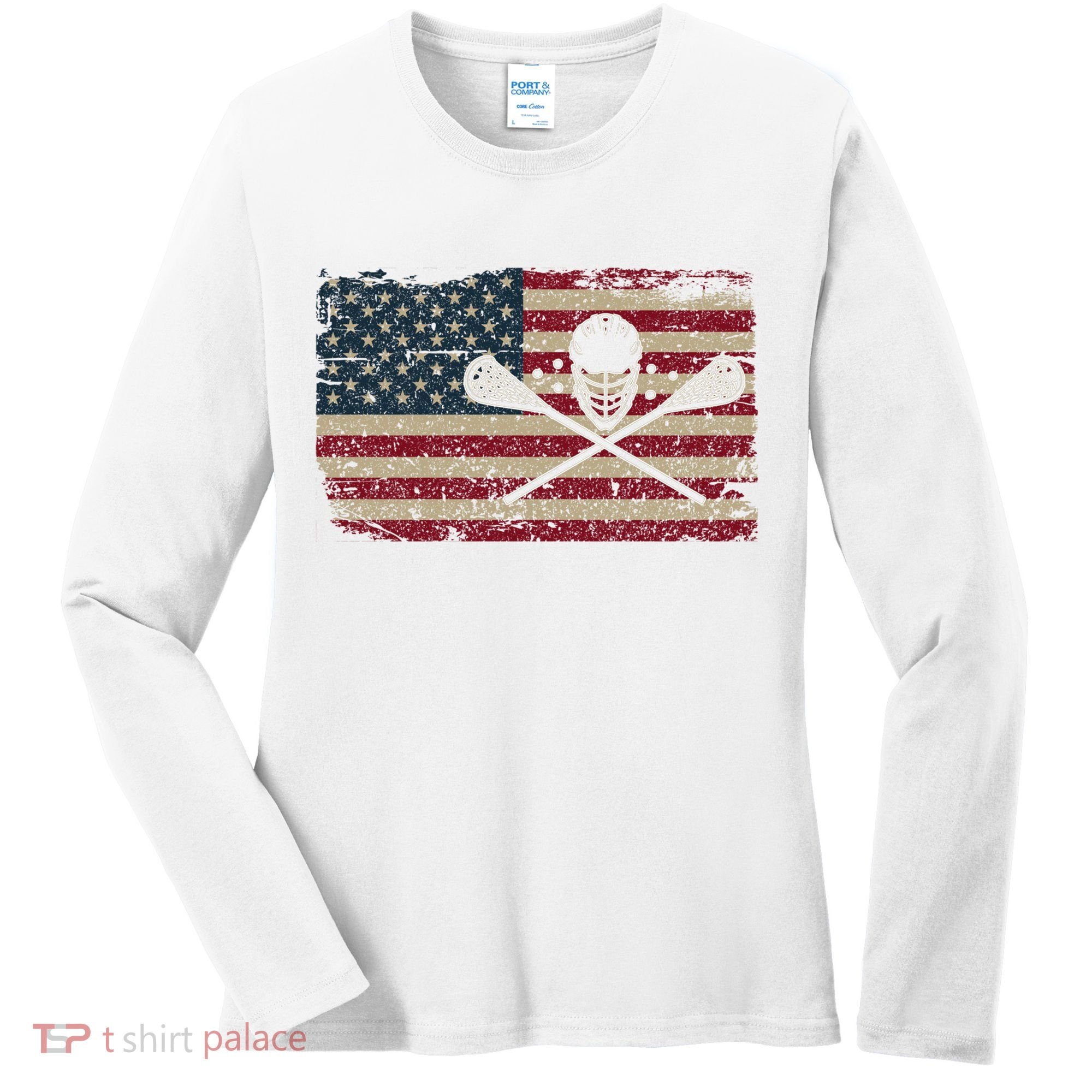 American Flag Lacrosse Usa Lax Player Gift Idea Great Gift Women's Long Sleeve Shirt